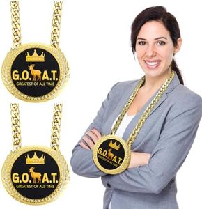 Tondiamo 2 Pcs Greatest of All Time Turnover Chain Medal 6 x 5.12 Inch Funny Goat Medal Necklace Award Gold Champ Goat Medal for Sports Award, Coworker Boss Friends Winner Gift