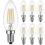 Belns Melns E14 Dimmable LED Candle Light Bulbs, 4W (Equivalent to 40W), Small Edison Screw (SES) 2700K Warm White Clear Filament - Pack of 6