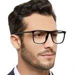 OCCI CHIARI Extra Oversized Reading Glasses 1.5 for Men Blue Light Blocking Glasses Men's Fashion Readers Glasses Spring Hinge (Black,150)