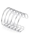 KeyStyle Silver Arm Cuff Upper Arms for Women, Opening Boho Bracelets Wide Bangle for Party