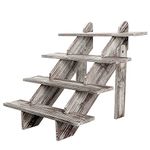 MyGift Cascading 4-Tier Rustic Torched Wood Retail Display Riser, Decorative Merchandise Stand