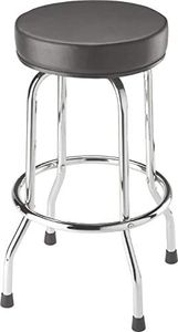 BIG RED Torin Swivel Bar Stool: Padded Garage/Shop Seat with Chrome Plated Legs, Black, 28.74" Tall, 18.5" Diameter