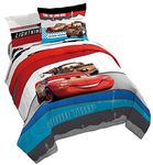 Disney Pixar Cars Racing Machine 7 Piece Queen Bed Set - Includes Comforter & Sheet Set - Bedding Features Lightning McQueen - Super Soft Fade Resistant Microfiber (Official Disney Pixar Product)