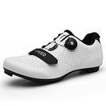 Cycling Shoes for Mens Womens Road Bike Shoes Included Cleats Clip Compatable with Peloton & Look Delta and SPD Lock Pedal White Size UK 4.5