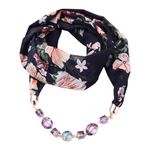 FunAloe Scarf Gifts For Women Scarf Ring Ladies Magnetic Scarves With Long Tassels Cotton Linen Vintage Ethnic Style Lightweight Pendant Scarf Winter Infinity Neckerchief Wrap Scarf Cotton Soft Scarf