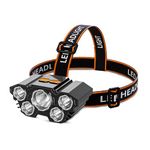 Robustt Premium Rechargeable LED Headlamp - Adjustable Elastic Band, 15,000 Lumens, USB Charging - Perfect for Outdoor Activities and Detailed Work (Pack of 1)