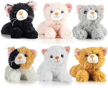 Prextex Pack of 6 Realistic Looking Plush Cats 6 Inches Long