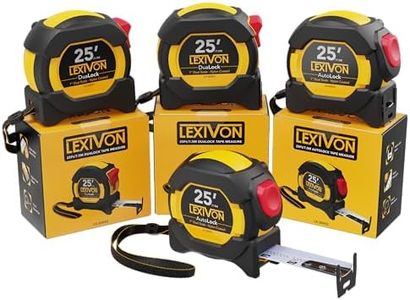 LEXIVON [4-Pack] 25Ft/7.5m Tape Measure, DuaLock & AutoLock | 1-Inch Wide Blade with Nylon Coating, Matte Finish White & Yellow Dual Sided Rule Print | Ft/Inch/Fractions/Metric (LX-204X2)
