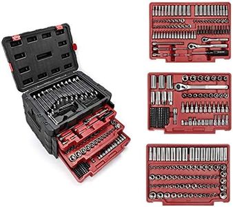 WORKPRO 450-Piece Drive Socket Set 1/2" 1/4" 3/8", CR-V Metric and Imperial with Quick-Release Ratchet Wrench, Spanners, Bits Set, Mechanics Tool for Car Repair