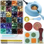 Wax Seal Kit with 24 Colors Wax Seal Beads 600pcs, Andotopee Tree of Life Wax Seal Stamp Kit with Electric Sealing Wax Warmer Set, Silicone Mold, Metallic Pen, 120 Removable Sticky Dots, Spoon Cleaner