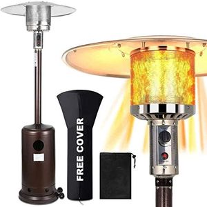 Avenlur Outdoor Patio Propane Heater - 46,000 Btu, Portable with Wheels and Protective Cover | Hammered Bronze