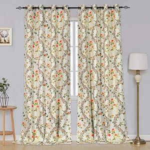 HUTO Green Floral Curtains 96 Inches Long for Living Room Grommet Room Darkening Light Blocking Thermal Insulated Blackout Window Drapes for Nursery Living Room Set of 2 Panels Green Flower