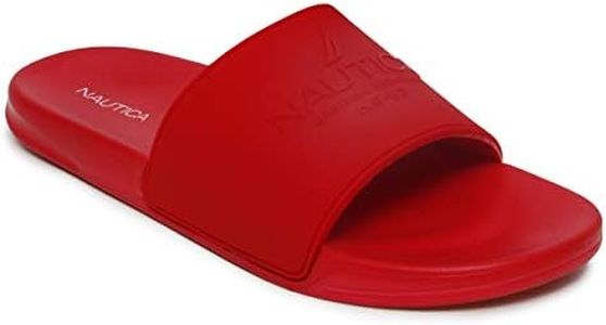Nautica Men's Shower Sandals Open Toe Soft Slide House Slipper for Indoor & Outdoor, Red Porter, 7