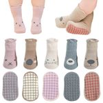 SNOWIE SOFT® 5 Pairs Baby Socks Set 0 to 6 Months, Antislip Socks for New Born Baby, Non Slip Grip Ankle Socks with Non Skid Soles Infants Socks for Toddler Girls Boys 6-12 Months Baby Shower Gifts