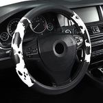 Microfiber Leather 15" Universal Fit Car Steering Wheel Cover, Elastic Nonslip Breathable and Odorless, Cow Pattern