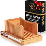 Bread Slicer Bread Box - Bread Slicer for Homemade Bread with Knife - 3 Slice Thickness, Foldable Compact Cutting Guide with Crumb Tray, Stainless Steel Bread Knife for Homemade Bread, Cake, Bagels