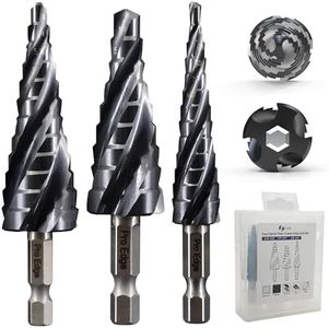 Pro Edge Technology 3 Pcs 1/8"-7/8"(34 Steps) Step Drill Bit Four Spiral Flute Cobalt Step Drill Bit Set Fully Coated TiAlN for Metal, Stainless Steel, Aluminum, Plastic, with 1/4" Hex Shank