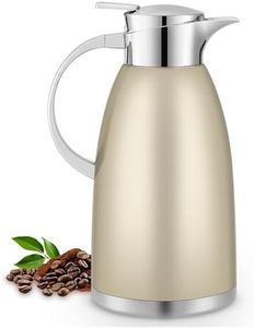 Nymblis 2.3L Thermal Coffee Carafe, Double-Walled Vacuum Insulated Thermal Jug with Press Button Top, Stainless Steel Coffee Pot with Brush for Hot & Cold Drinks, Tea, Milk (Rose Gold)