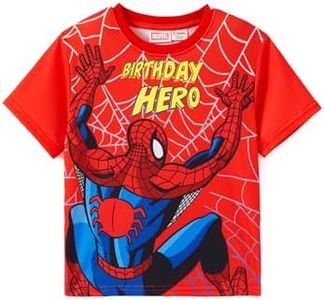 Marvel Spiderman Shirts Spider-Man Birthday Boy Shirt Short Sleeve Toddler Boys T-Shirts Long Lasting Graphic Tops Cotton Tees Kids Summer Outfit 3-4T