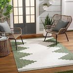 Hauteloom Djugun Outdoor Runner Rug - Outside Porch Patio Rug Carpet - Waterproof Rug - Geometric - Green, Cream, Gray, Off White, Bone - 2'7" x 10'