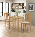 Hallowood Furniture Ledbury Light Oak Dining Table and Chairs Set 2, Small Dining Table & Chairs with Warm Cream Fabric Seat Pads, Wooden Dining Room Set for Home & Cafe