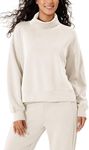 ODODOS Modal Soft Split Hem Turtleneck Sweatshirts for Women Long Sleeve Casual Pullover Top, Ivory, Small