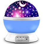 MOKOQI Star Projector Night Lights for Kids, Fun Gifts for 1-4-6-14 Year Old Girl and Boy, Projection Lamp for Kids Bedroom, Glow in The Dark Stars and Moon for Child Asleep Peacefully (Blue)