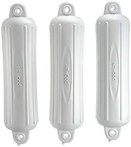 Attwood 93553P2 SoftSide Boat Fender, White, 5-Inch x 22-Inch, Pack of 3