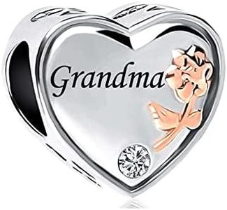 LSxAB Mom Dad Auntie Daughter Grandma Charm for Bracelets Women Wife Nana Family Christmas Love Necklace Pendant Rose Gold Heart Silver Beads Aunt Cousin Nephew Niece Mother Sister Birthday Anniversary, Copper, No Gemstone
