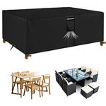 RICHIE Garden Furniture Covers Waterproof Garden Outdoor Table Cover 250x200x90cm, Heavy Duty 600D Oxford PVC Breathable Coating for Furniture Sets Patio Table Cover Black