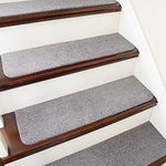 COSY HOMEER Stair Treads Non-Slip Carpet Mat 28inX9in Indoor Stair Runners for Wooden Steps, Stair Rugs for Kids and Dogs, 100% Polyester TPE Backing 10pcs,Grey,Protect Floor