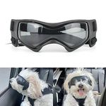 Dog Goggles Medium Breed, Dog Sunglasses Small Breed Dog Eye Sun Light Protection, UV Protection Goggles for Dog with Adjustable Straps, Medium Black