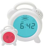 PurFlo NEW Snoozee Sleep Trainer Clock for Toddlers | Rechargeable Red & Blue Night Light with Sun & Moon Icons, 12-Hour Digital Display, Adjustable Brightness for Bedtime, Wake-Up & Travel