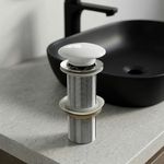InArt Pop-up Brass Basin Drainer/Waste Coupling/Waste Kit for Bathroom Wash Basin/Vessel Sink 5 Inch Brass Full Threaded Pop Up Waste Coupling 32 MM (White Ceramic)