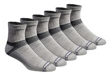 Eddie Bauer Men's Socks Mens Dura Dri Moisture Control Quarter Socks Multipack, Grey (6 Pairs), Large