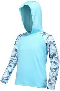 Boys UPF 50+ Swim Hooded Shirt with Pocket/Non-Pocket, Youth Kids SPF UV Sun Protection Rash Guard Long Sleeve Fishing Shirts