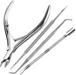 FANDAMEI 4 PCS Nail Care Kit, Cuticle Trimmer, Nail Cuticle Nippers, Ingrown Toenail Tools Kit, Cuticle Kit Stainless Steel, Nail Lifter, Nail Cuticle Pushers, Manicure and Pedicure Kit