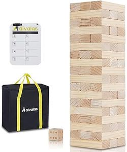 Aivalas 56 PCS Giant Tumble Tower, Wooden Stacking Block Game with Scoreboard&Carrying Bag, Classic Outdoor Backyard Lawn Game for Teenage Adults Family (Grows to Over 4.2 FT)