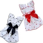 QWINEE 2 Pieces Cute Heart Pattern Dog Dress Ruffle Trim Princess Dress Cat Vest Dress Lace Trim Summer Dress Pet Clothes for Small Medium Cats Dogs Kitten Puppy Red and Black XX-Large