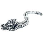 THE MEN THING VIKING WOLF HEAD - 12mm Pure Titanium Steel Bracelet, American trending Style - Norse Bracelet for Men & Boys (8inch)