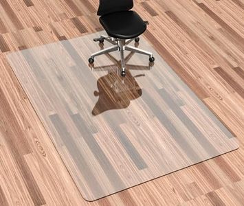 HOMEK Office Chair Mat for Hardwood Floor, 1/8" Thick 46”x 60” Crystal Clear Hard Floor Chair Mat, Transparent Floor Protector Mat Flat Without Curling