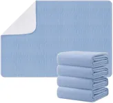 Incontinence Bed Pads - Waterproof Pee Pad for Kids, Adults & Elderly - Reusable Washable Heavy Absorbency Mattress Protector Pad for Bed, Sofa, Couch - 34" x 52" (4 Pack, Blue+White)