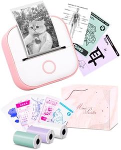 Memoking Mini Portable Printer - T02 Small Photo Printer for Phone, Thermal Wireless Note Printer for Children’s Day Birthday, Compatible with iOS & Android, Pink