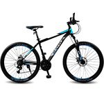 Vaux Battle 518 Gear Cycle For Boys 26T With Double Disc Brakes, Mtb Cycle For Men With 21 Shimano Gears, Alloy Frame & Front Lockout Suspension, Ideal Height 4'8"+ (Blue) - 17.00 Inch, 17"