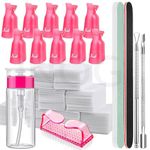 INOG Nail Polish Gel Remover Tools Kit with Nail Clips, 100ml Nail Polish Remover Bottle, 500 Nail Remover Cotton Pad, Nail Brush, Cuticle Pusher/Peeler, 100/180 Nail File,Buffer Block