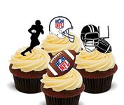 Made4You American Football Edible Cupcake Toppers - Stand-up Wafer Cake Decorations (Pack of 12)