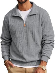 JMIERR Mens Quarter Zip Pullover Sweater Long Sleeve, M, Light Grey