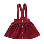 Vohawsa Toddler Baby Girl Velvet Backless Ruffle Strap Overalls Skirt Solid Suspender Tutu Dress Fall Spring Summer Clothes (3-4T, Wine Red #7)