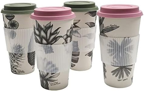 Chef Craft Eco Bamboo Fiber Travel Mug, 22 Ounce 4 Piece Set, Natural