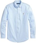 Ralph Lauren Polo Men's Long Sleeve Classic Oxford Shirt, (Spring/Summer 2021) Checkered Blue/White., Medium